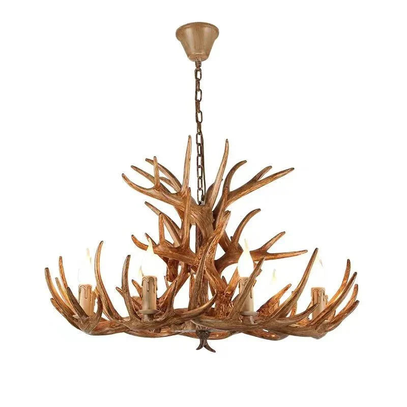 Vintage Rustic Resin Antler Candelabra Chandelier for Living Room / Restaurant / Cafe / Bar