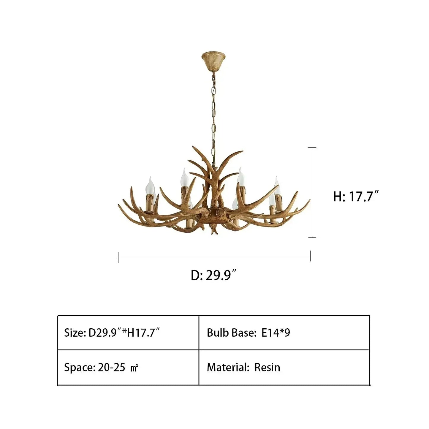 Vintage Rustic Resin Antler Candelabra Chandelier for Living Room / Restaurant / Cafe / Bar