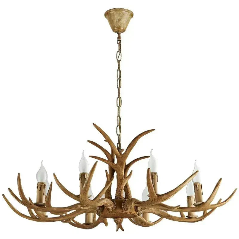 Vintage Rustic Resin Antler Candelabra Chandelier for Living Room / Restaurant / Cafe / Bar