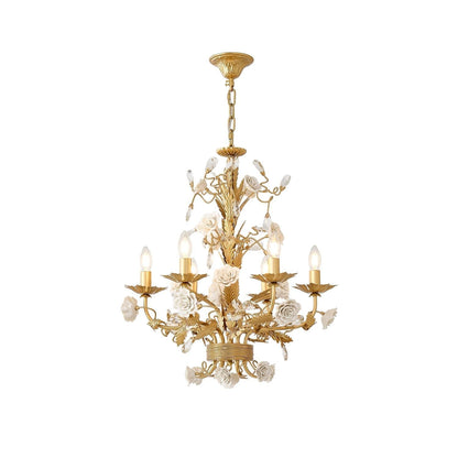 White Rose Crystal Chandelier