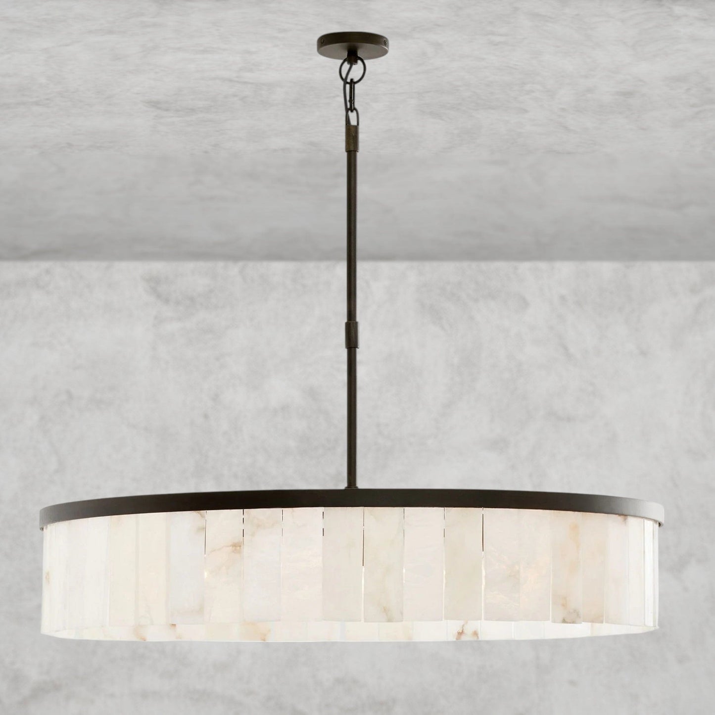 Windham Alabaster One-Tile Round Chandelier