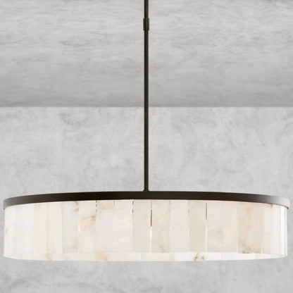 Windham Alabaster One-Tile Round Chandelier