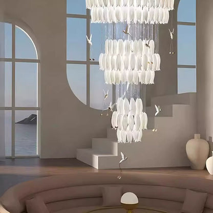 Yina White Ceramic Tulip Chandelier For Staircase