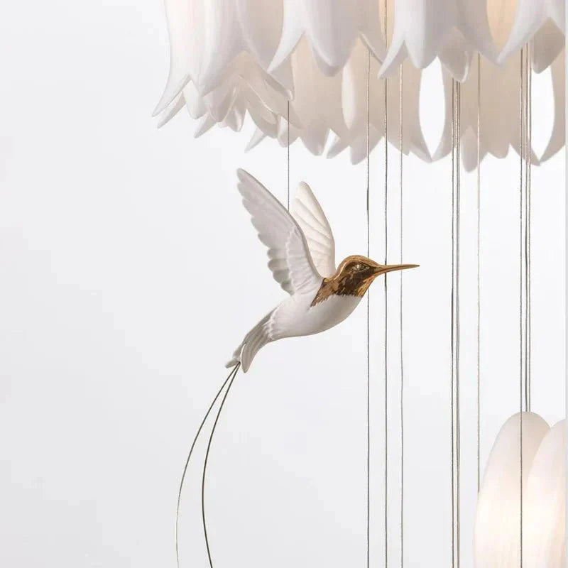 Yina White Ceramic Tulip Chandelier For Staircase