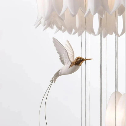 Yina White Ceramic Tulip Chandelier For Staircase