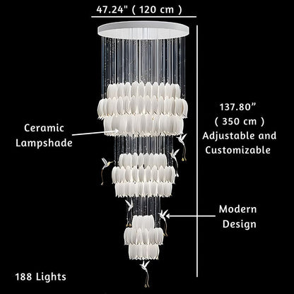 Yina White Ceramic Tulip Chandelier For Staircase